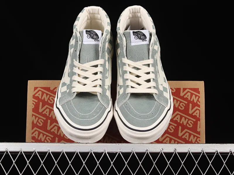 All categories Vans Vans series Vans Mid Vans China Vans SK8-Mid Vans milk green checkerboard classic mid-top skateboard shoes VN0A391FOQL